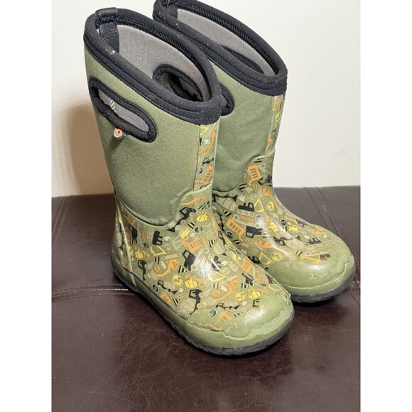 Bogs Kid's Classic II Insulated Rain Boots with Construction Vehicles Size 11 - Picture 1 of 8